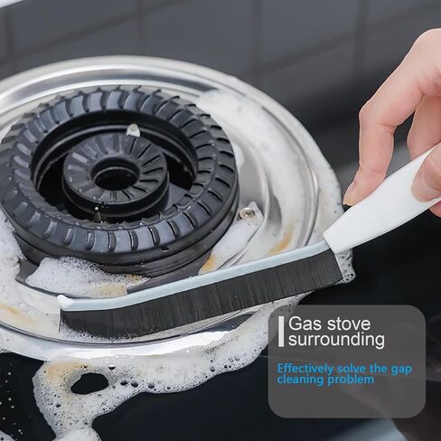 Hard Bristle Crevice Cleaning Brush for Tile Crevices, Bathrooms, Kitchens, Sinks, Non-Slip Handle Design (2 Pack) in Saudi Arabia