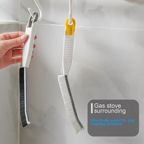 Hard Bristle Crevice Cleaning Brush for Tile Crevices, Bathrooms, Kitchens, Sinks, Non-Slip Handle Design (2 Pack) in Saudi Arabia