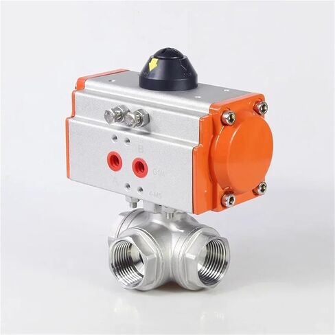 Pneumatic internal thread three-way ball valve T type L type cut-off reversing valve DN8 DN10 DN15 304 stainless steel wire port(DN20,L type) in Saudi Arabia