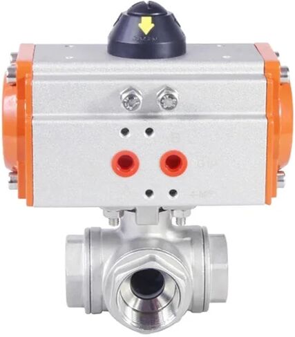 Pneumatic internal thread three-way ball valve T type L type cut-off reversing valve DN8 DN10 DN15 304 stainless steel wire port(DN20,L type) in Saudi Arabia