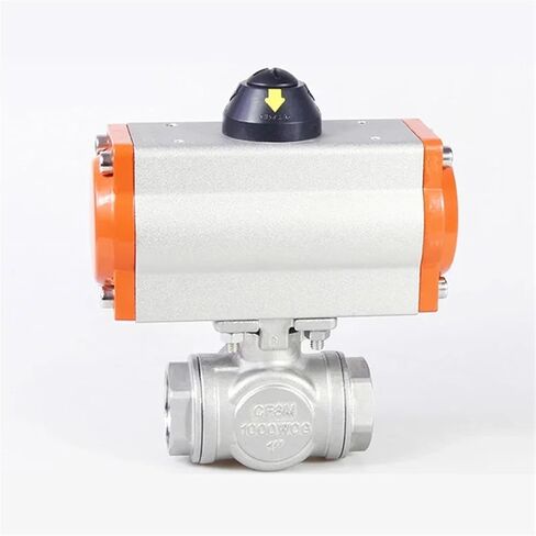 Pneumatic internal thread three-way ball valve T type L type cut-off reversing valve DN8 DN10 DN15 304 stainless steel wire port(DN20,L type) in Saudi Arabia