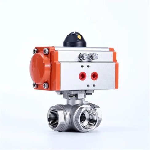 Pneumatic internal thread three-way ball valve T type L type cut-off reversing valve DN8 DN10 DN15 304 stainless steel wire port(DN20,L type) in Saudi Arabia