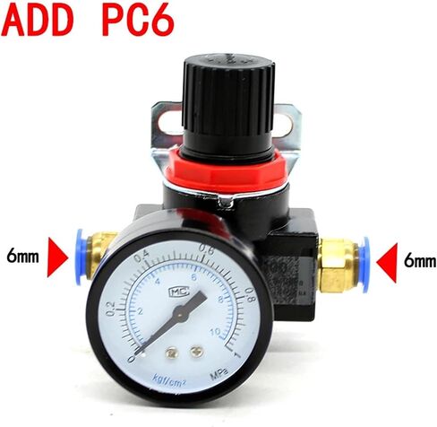 BR3000 G3/8 inch Pressure Regulator, mini air Pressure Relief Control, Compressor Regulator, Processing Device with Instrument(BR3000 add PC6) in Saudi Arabia