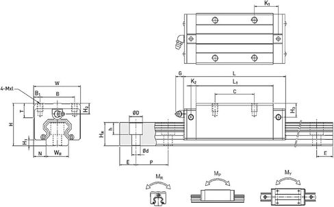 1pcs 35mm H-G/R Series Square Linear Guide HGR35 Rail with HGH35CA HGW35CC Flange Slider Block Carriage(HGH35CA,700mm) in Kuwait