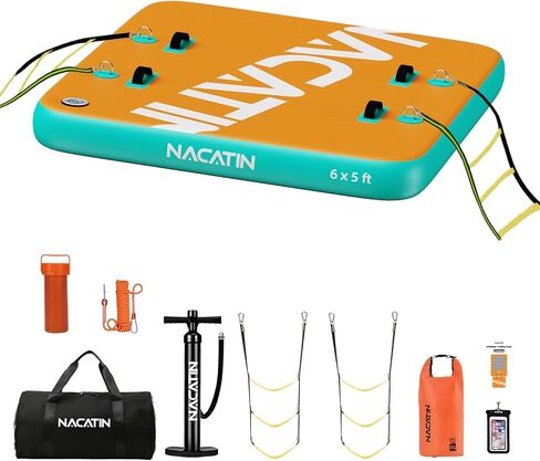 رصيف عائم قابل للنفخ ، منصة جزيرة قابلة للنفخ المحمولة ، مع مضخة هواء ومجموعة الإصلاح وحقيبة الحمل ، منصة رصيف قابلة للنفخ للسباحة ، البحيرة ، البلياردو ، الشاطئ in Kuwait