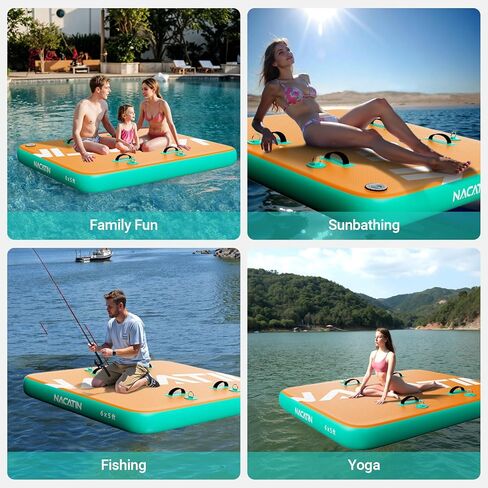 رصيف عائم قابل للنفخ ، منصة جزيرة قابلة للنفخ المحمولة ، مع مضخة هواء ومجموعة الإصلاح وحقيبة الحمل ، منصة رصيف قابلة للنفخ للسباحة ، البحيرة ، البلياردو ، الشاطئ in Kuwait