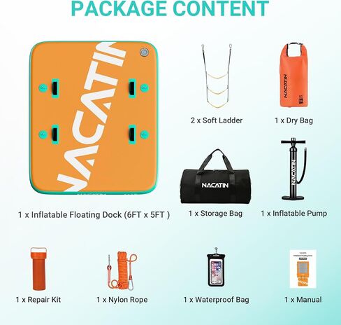 رصيف عائم قابل للنفخ ، منصة جزيرة قابلة للنفخ المحمولة ، مع مضخة هواء ومجموعة الإصلاح وحقيبة الحمل ، منصة رصيف قابلة للنفخ للسباحة ، البحيرة ، البلياردو ، الشاطئ in Kuwait