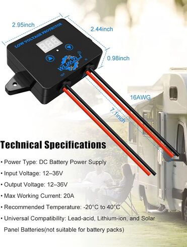 12V-36V DC Digital Low Voltage Protection Module with Display, Over Discharge Cut-Off Switch for Battery Protection Voltage Monitoring and Disconnect in Saudi Arabia