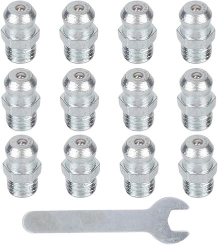 12pcs Grease Zerk Fittings, 1/4in-28 SAE Straight Thread Grease Nipples Zerk Tool with Wrench for Metric Automotive Machinery Gun and Industrial Equipment Extension ﻿ in Saudi Arabia