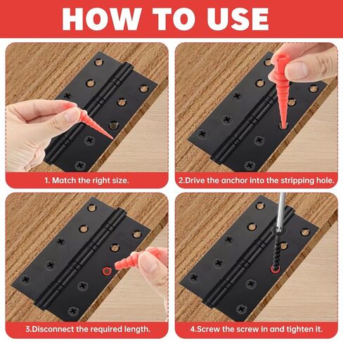 10 Pcs Wood Anchor Stripped Screw Hole Repair, for Wood, Door, Fixing Striped Screw Holes, Fits Sizes 2 to 16, Nail Holes from Stripped to Gripped (Color:Blue) in Saudi Arabia