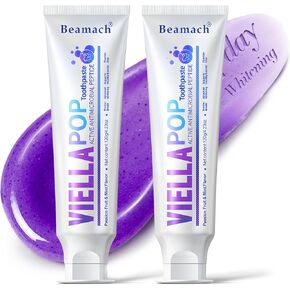 VIELLA POP Purple Toothpaste, Active Antimicrobial Peptide Purple to Blue Foam Whitening Toothpastes with Niacinamide, Fluoride Free, Passion Fruit & Mint Flavor, Appropriate for Sensitive Teeth (1) in Saudi Arabia
