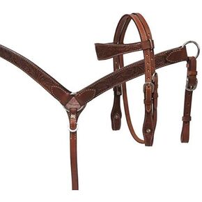 Showman Mini Floral Tooled Headstall & Breast Collar Set w/Reins in Kuwait