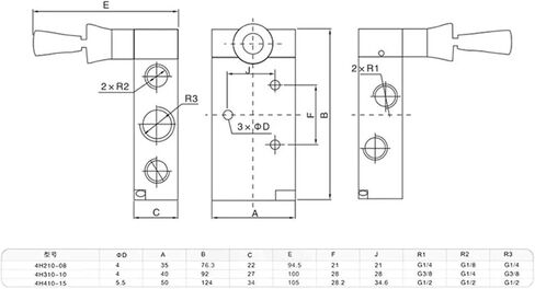 1pcs 4H210-08 4H310-10 Cylinder Manual Control Valve Pneumatic Two-Position Five-Way reversing Valve(4H210-08,with 4mm Fittings) in Kuwait
