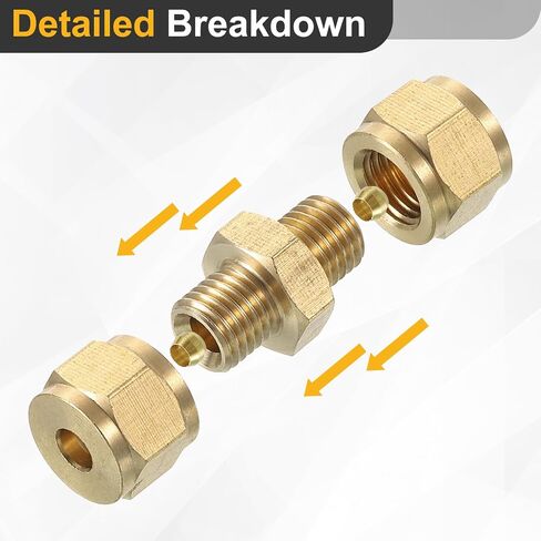 uxcell 5pcs تنشيط أنبوب ضغط النحاس ، أنبوب 4 مم OD ، مؤشر ترابط NPT ، اتحاد الضغط والأكمام ، محول اقتران مستقيم نحاس in Kuwait