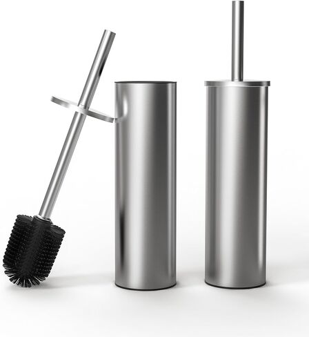 Toilet Brush and Holder Set, Stainless Steel Toilet Bowl Brush with Lid, Rust Proof Toilet Cleaner Brush with Caddy, Durable Bristles, Splash Proof, Ideal for Bathroom（1 Pack, White） in Saudi Arabia
