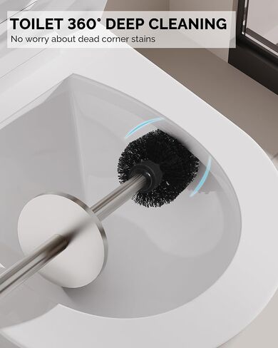 Toilet Brush and Holder Set, Stainless Steel Toilet Bowl Brush with Lid, Rust Proof Toilet Cleaner Brush with Caddy, Durable Bristles, Splash Proof, Ideal for Bathroom（1 Pack, White） in Saudi Arabia