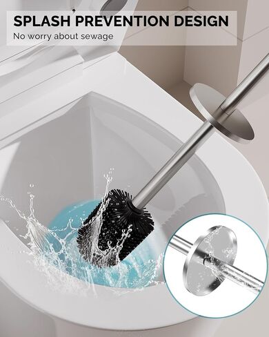 Toilet Brush and Holder Set, Stainless Steel Toilet Bowl Brush with Lid, Rust Proof Toilet Cleaner Brush with Caddy, Durable Bristles, Splash Proof, Ideal for Bathroom（1 Pack, White） in Saudi Arabia