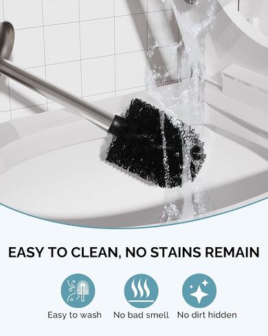Toilet Brush and Holder Set, Stainless Steel Toilet Bowl Brush with Lid, Rust Proof Toilet Cleaner Brush with Caddy, Durable Bristles, Splash Proof, Ideal for Bathroom（1 Pack, White） in Saudi Arabia