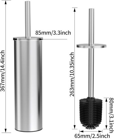 Toilet Brush and Holder Set, Stainless Steel Toilet Bowl Brush with Lid, Rust Proof Toilet Cleaner Brush with Caddy, Durable Bristles, Splash Proof, Ideal for Bathroom（1 Pack, White） in Saudi Arabia