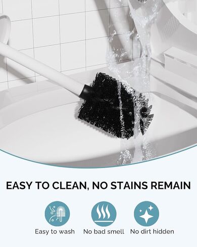 Toilet Brush and Holder Set, Stainless Steel Toilet Bowl Brush with Lid, Rust Proof Toilet Cleaner Brush with Caddy, Durable Bristles, Splash Proof, Ideal for Bathroom（1 Pack, White） in Saudi Arabia