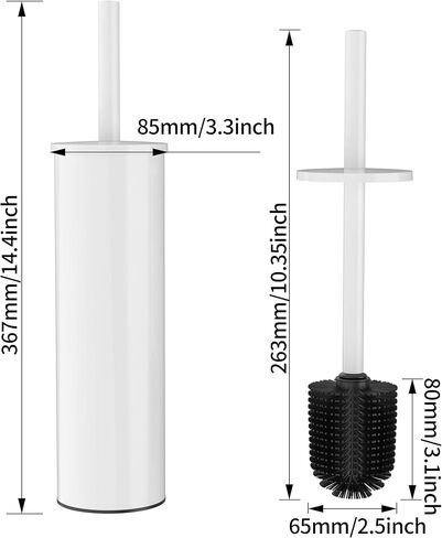 Toilet Brush and Holder Set, Stainless Steel Toilet Bowl Brush with Lid, Rust Proof Toilet Cleaner Brush with Caddy, Durable Bristles, Splash Proof, Ideal for Bathroom（1 Pack, White） in Saudi Arabia
