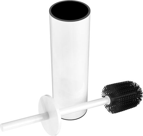 Toilet Brush and Holder Set, Stainless Steel Toilet Bowl Brush with Lid, Rust Proof Toilet Cleaner Brush with Caddy, Durable Bristles, Splash Proof, Ideal for Bathroom（1 Pack, White） in Saudi Arabia