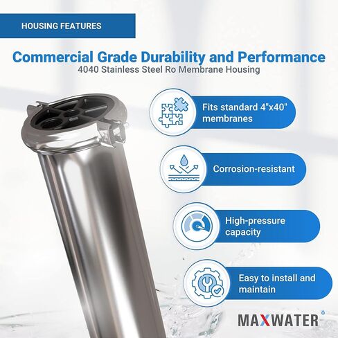 Max Water Brackish Water RO Membrane Element-BW-4040 2400 GPD, Commercial Reverse Osmosis size 4" x 40" good for Industrial, Municipal, Waste Water Re-Use, Car Wash, Whole House etc. (Pack of 4) in Saudi Arabia