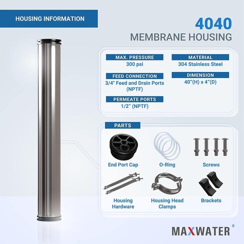 Max Water Brackish Water RO Membrane Element-BW-4040 2400 GPD, Commercial Reverse Osmosis size 4" x 40" good for Industrial, Municipal, Waste Water Re-Use, Car Wash, Whole House etc. (Pack of 4) in Saudi Arabia