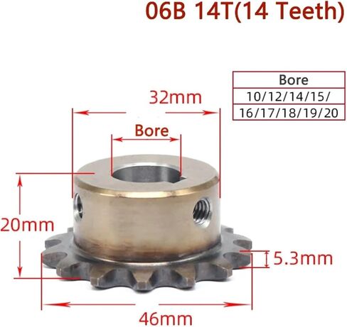 Steel Motor Drive Gear 1pcs 16T 06B Precision Industrial Drive Sprocket Wheel 16 Teeth Steel Chain Gear Bore 10 12 14 15 16 17 18 19-25mm(25mm (Keyway 8mm)) in Saudi Arabia