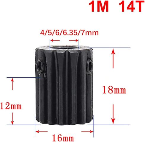 GEAR MOTION DEVER MOVE 1PCS 1 تحفيز التروس 1M-14T SC45#إكسسوارات نقل العتاد في مواد الصلب الكربونية الحجم 4/5/6/6.35/7 مم (5 مم) in Saudi Arabia