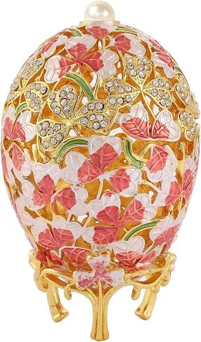 QIFU Hand Painted Easter Egg Style Enamel Trinket Box Unique Gift for Family in Saudi Arabia