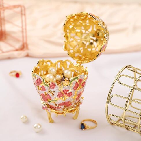 QIFU Hand Painted Easter Egg Style Enamel Trinket Box Unique Gift for Family in Saudi Arabia