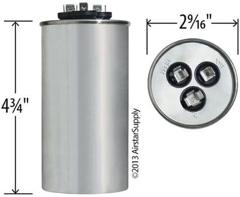 Genteq • 60 + 7.5 UF MFD X 440 VAC GE الاستبدال الصناعي المزدوج جولة # C46075R / 97F9898 in Kuwait