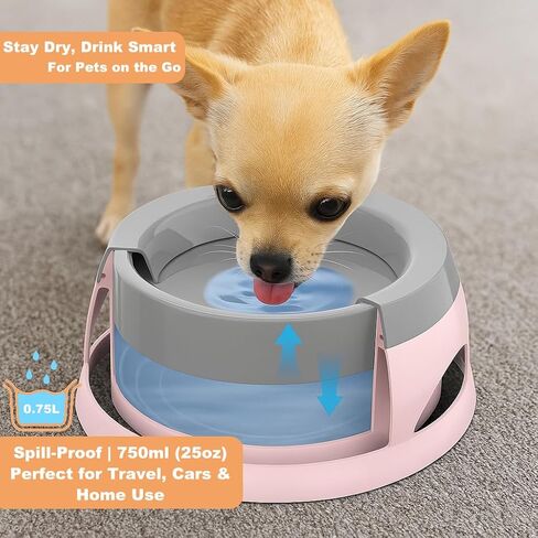 25OZ No Spill Dog Water Bowl, Slobber Stopper, Polypropylene Material, Ideal for Indoor and Outdoor Use in Saudi Arabia