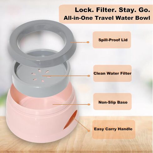 25OZ No Spill Dog Water Bowl, Slobber Stopper, Polypropylene Material, Ideal for Indoor and Outdoor Use in Saudi Arabia