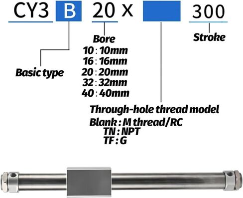 1pcs Type CY3B Small Pneumatic Magnetic Coupler Rod Less Cylinder CY3B10 15 20 25 32 40 50 63-50 100 150 200 250 300 350 400 450(Stroke 250mm,CY3B63) in Kuwait