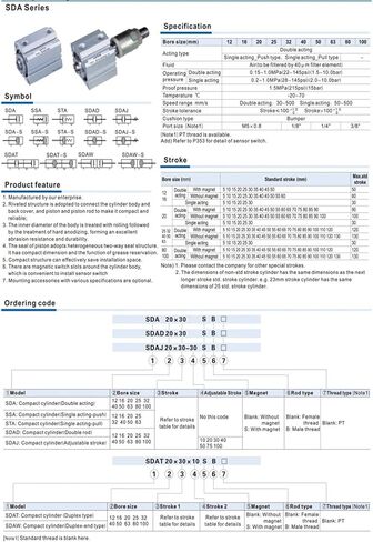 SDAJ Square Pneumatic Mini Cylinder Adjustable SDAJ SDAJ16 20 25 32 40 50 63 80 100-20 30 40 50-10 20 30 40 50(45-20,SDAJ80) in Kuwait