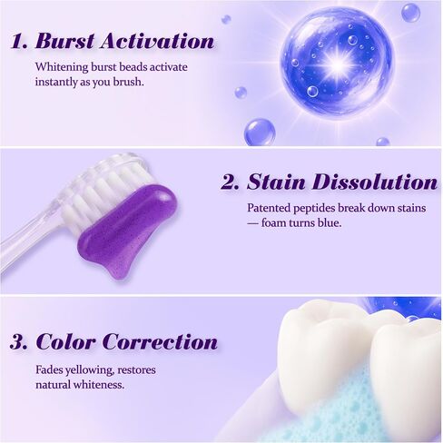 VIELLA POP Purple Toothpaste, Active Antimicrobial Peptide Purple to Blue Foam Whitening Toothpastes with Niacinamide, Fluoride Free, Passion Fruit & Mint Flavor, Appropriate for Sensitive Teeth (1) in Saudi Arabia