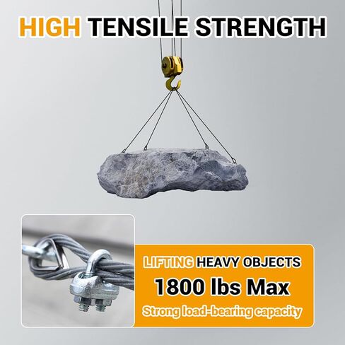 50 قدم 3/8 "كابل حبل الأسلاك من الفولاذ المقاوم للصدأ ، و 7 × 19 حبلا ، وقوة كسر 12000 رطل ، وتشمل مقاطع M10 والبصيارات ، وكابل خط السحاب الثقيل لرفع القوارب ، والونش ، والتزوير in Kuwait