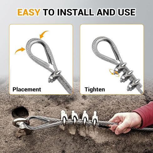 50 قدم 3/8 "كابل حبل الأسلاك من الفولاذ المقاوم للصدأ ، و 7 × 19 حبلا ، وقوة كسر 12000 رطل ، وتشمل مقاطع M10 والبصيارات ، وكابل خط السحاب الثقيل لرفع القوارب ، والونش ، والتزوير in Kuwait