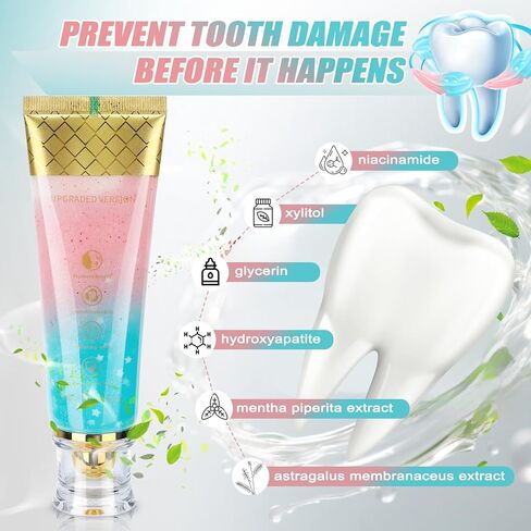 Niacinamide Whitening Toothpaste,Stain-Removing, Fluoride-Free, with Natural Cherry Blossom & Mint Flavor. Helps Reduce Stains, Freshens Breath, and Improve Gum Health in Saudi Arabia