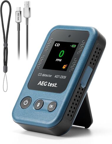 AGT-2309 كاشف أول أكسيد الكربون المحمول ، استفاد من 15 يومًا ، شاشة Mini Co القابلة لإعادة الشحن مع الحبل للسفر والتخييم ، مقياس CO المحمولة مع تنبيهات مسموعة ومرئية ، 0-1000ppm-الأزرق in Kuwait