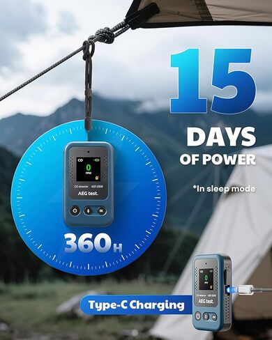 AGT-2309 كاشف أول أكسيد الكربون المحمول ، استفاد من 15 يومًا ، شاشة Mini Co القابلة لإعادة الشحن مع الحبل للسفر والتخييم ، مقياس CO المحمولة مع تنبيهات مسموعة ومرئية ، 0-1000ppm-الأزرق in Kuwait