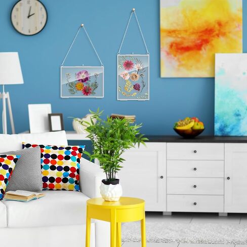 Barydat 12 عبوة من إطارات زجاجية من الزهور المضغوطة مقاس 5 × 7 بوصة من النحاس إطار صورة معلق إطار زجاجي مزدوج مع إطار صورة عائم بسلسلة لعرض الأعمال الفنية لعينات النباتات من الزهور المجففة (ذهبي) in Kuwait