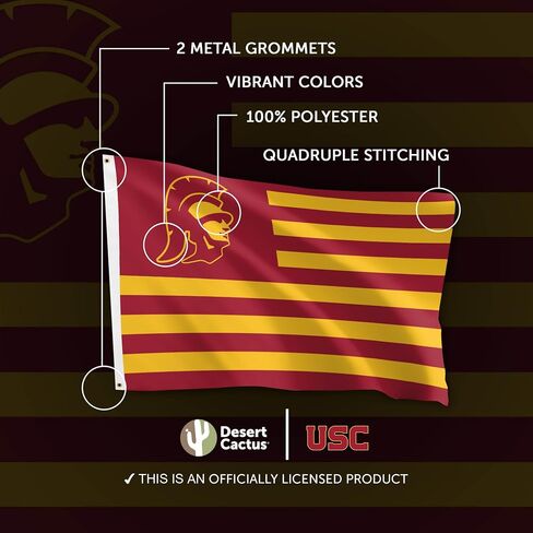 Desert Cactus University of Southern California USC Flag - 3 × 5 أقدام لافتة طروادة ، نسيج متين داخلي/خارجي ، تصميم البوليستر بنسبة 100 ٪ (الأمة على غرار) in Saudi Arabia