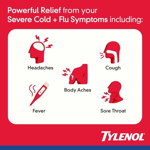 Tylenol Extra Strength Severe Cough + Sore Throat Daytime, Multi Symptom Cold Relief Liquid, Acetaminophen Pain Reliever & Dextromethorphan HBr Cough Suppressant, Cooling Cherry, 8 fl. oz in Saudi Arabia