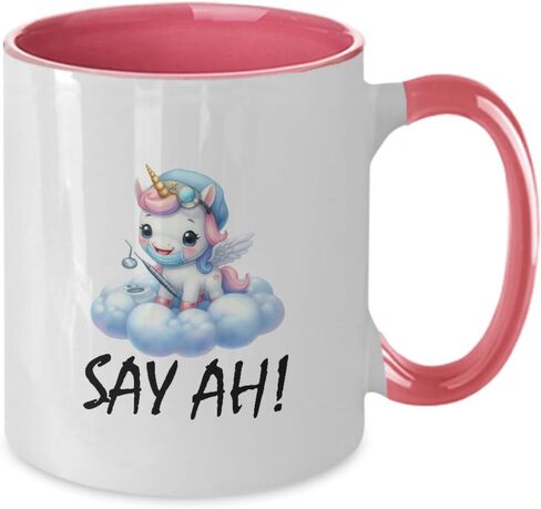 Say AH Dental Dentist Tooth Funny Unicorn Mug Gift Ideas For Women Men Dental Hygiene Hygienist Two Tone in Saudi Arabia