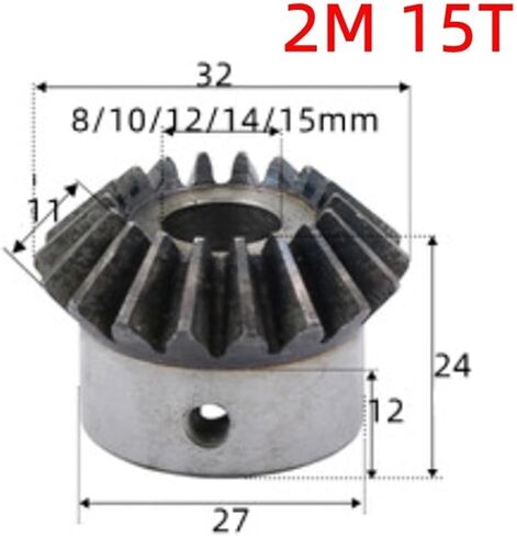 ترس محرك الصلب 1pc التروس المائل 2M 15teeth مع الثقب الداخلي 8 مم 10 مم 12 مم 14 مم 15 مم 90 درجة تروس الصلب مع برغي (12 مم keyway 4mm) in Saudi Arabia