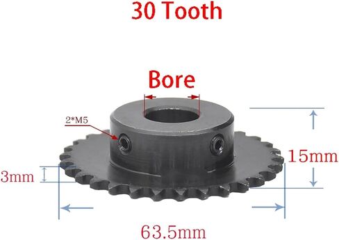 Gear Motor Drive Gear 04C CANE GEAR 45# Steel 30 Tooth Industrial Sprocket Wheel Stair Skrive Drive Drive 14-19mm Keyway Bore (15mm (5x2.3mm)) in Kuwait