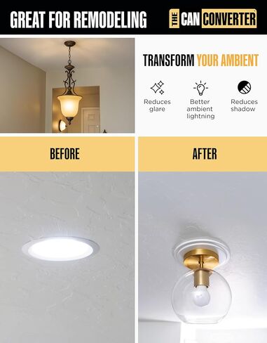 R4 REACROUDE CAN CAN CAN REVILED ALT - تحسين المنزل للعلب 4 بوصة ، محول الأجهزة لضوء تثبيت التدفق ، قلادة معلقة ، وتصنيع الإضاءة ، تصل إلى 50 رطلاً ، معتمدة من UL in Kuwait